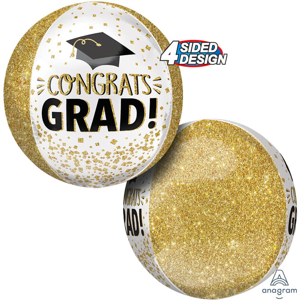 Anagram 15” Congrats Grad Gold Glitter Orbz